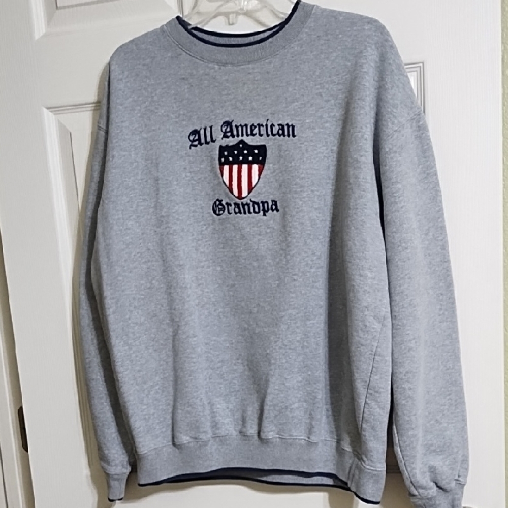 Classic Gray 'All American Grandpa' Sweatshirt